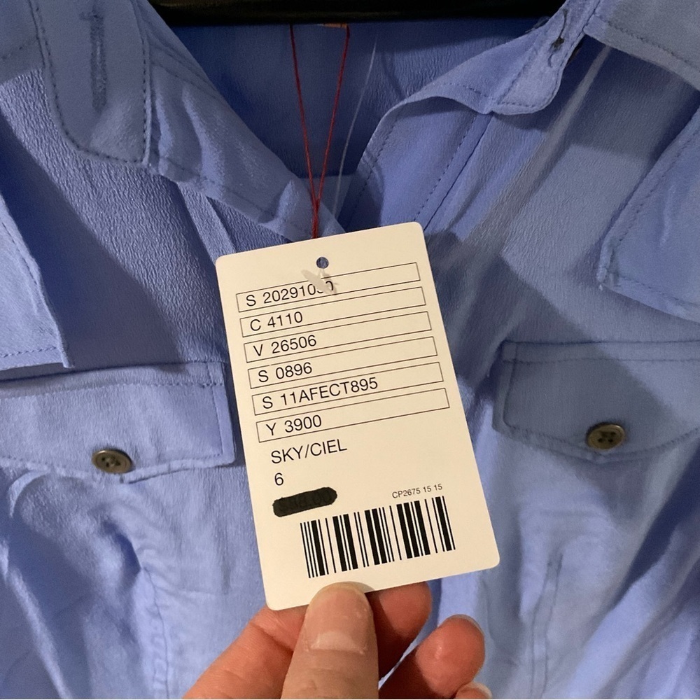 Maeve Anthropologie Womens Powder Blue Silk Collar Cap Sleeve Blouse Size 6 - Picture 3 of 12